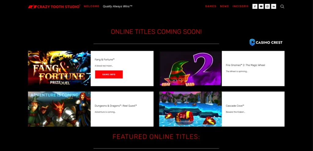 Crazy tooth Studio Slot Provider, Crazy Tooth Studio Casino Crest