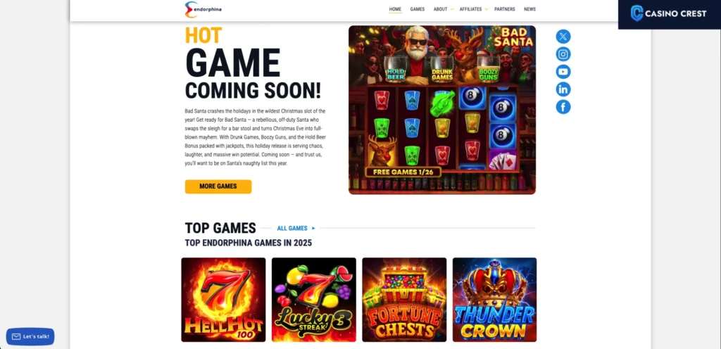 Endorphina Slot Provider, Endorphina Casino Crest