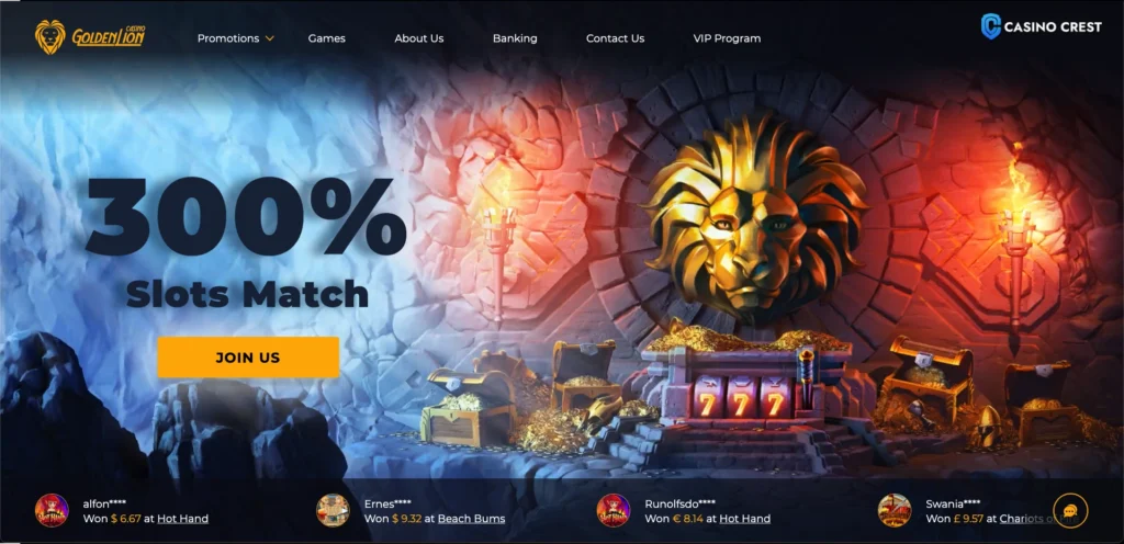 Golden Lion Online Casino Lobby, Golden Lion Online Casino Crest