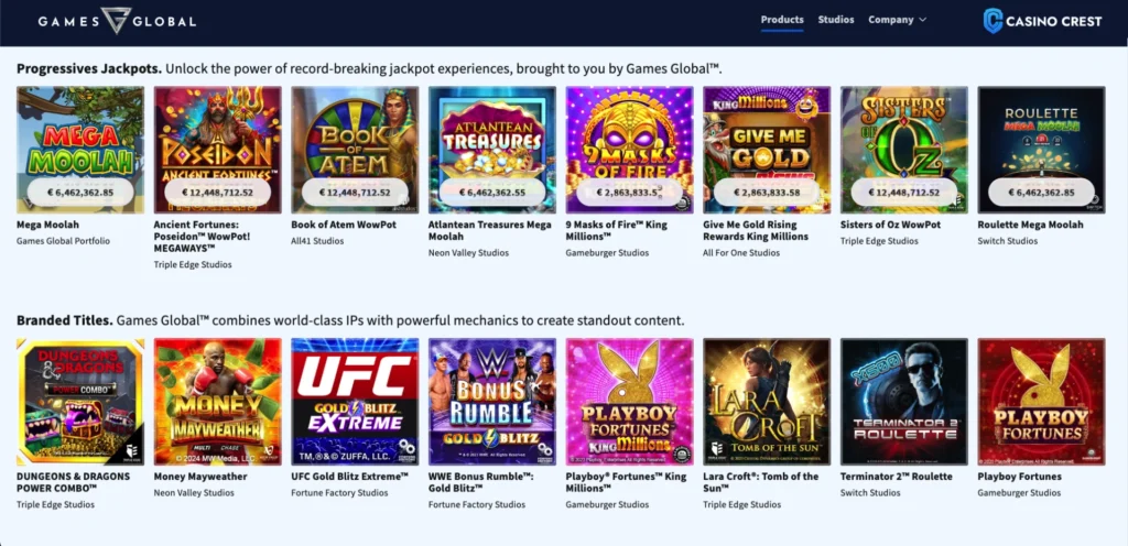 Games Global online slot provider, Games global Casino Crest