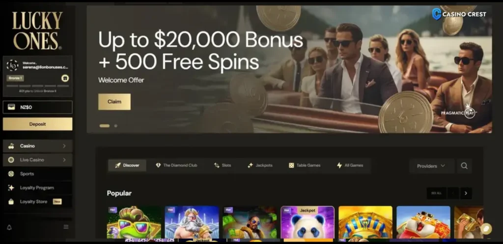 Lucky Ones Casino Loby, Lucky Ones Casino Crest