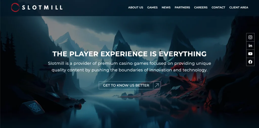 Slotmil homepage, slot software provider