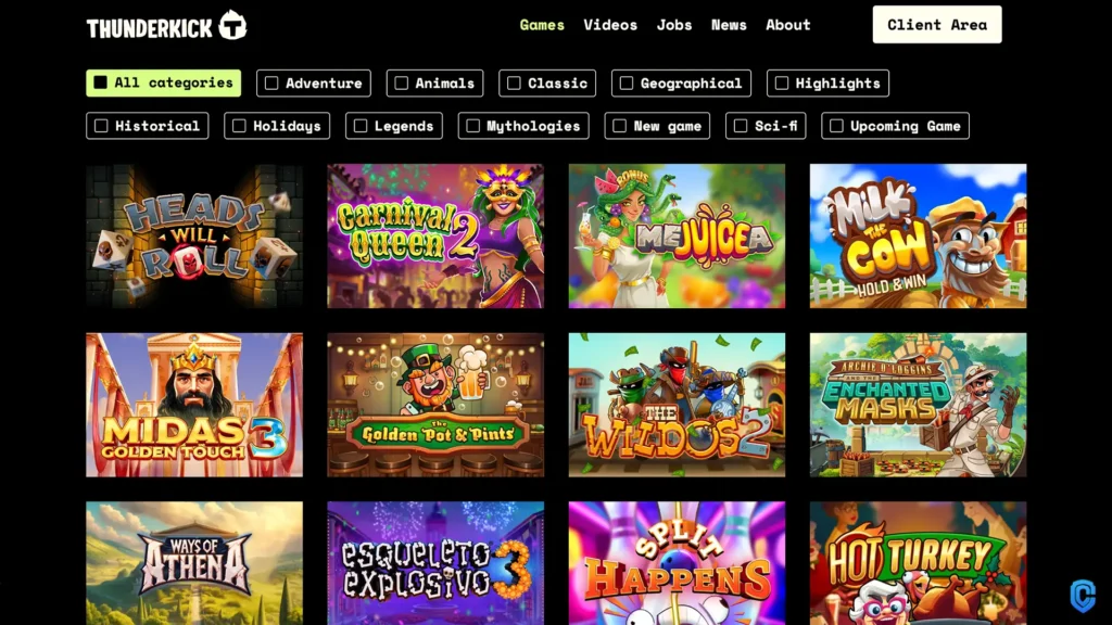 Thunderkick most popular games section categories