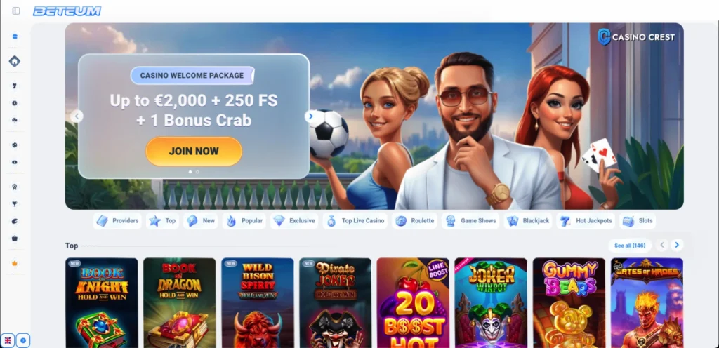 Beteum Casino Crest, Betteum Casino Lobby