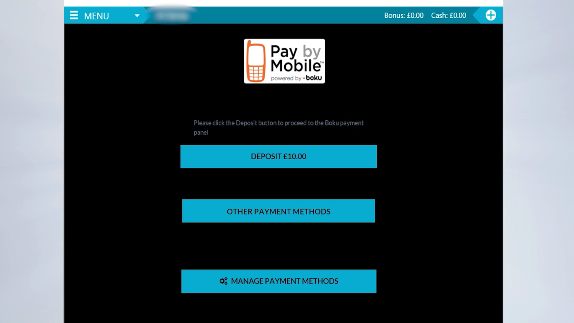 Boku payment method step 2