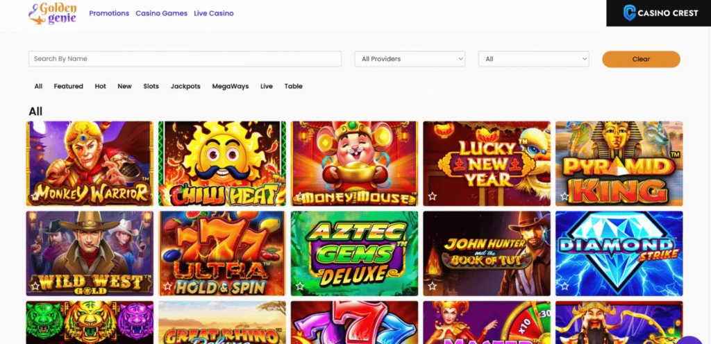 Golden Genie Casino Lobby, Golden Genie Casino Crest