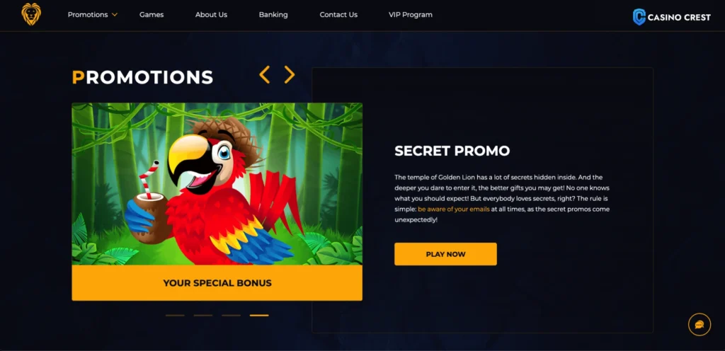 Golden Lion Online Casino Promotions, Golden Lion Online Casino Crest