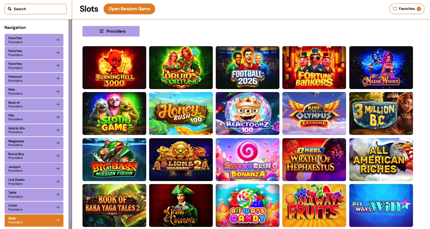 Golden Genie casino slot selection