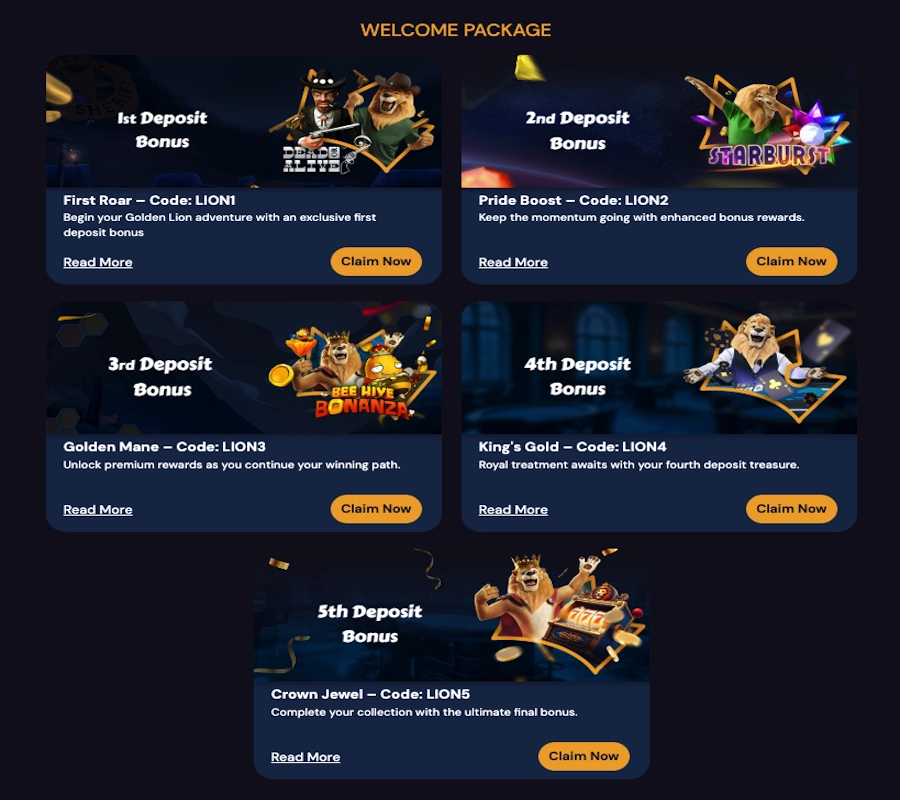 Golden Lion casino bonuses and promotions