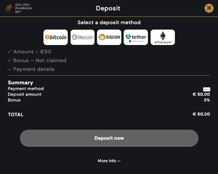 Golden Pharaoh casino deposit