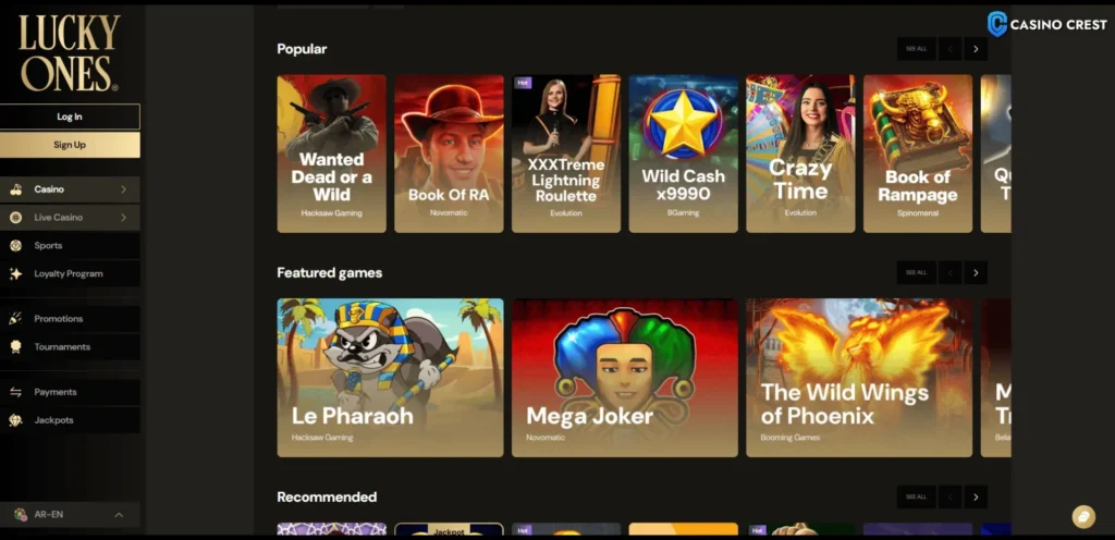 Lucky Ones Casino Games, Lucky Ones Casino Crest