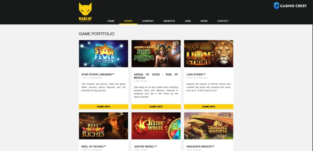 Rabcat Slot Provider, Rabcat Casino Crest