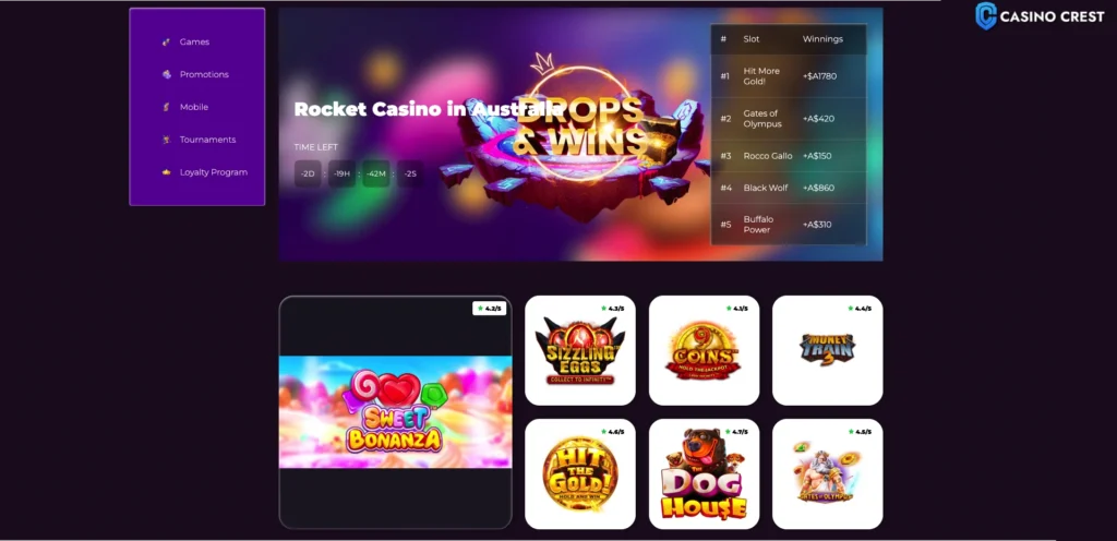 Rocket Casino Australia, Rocket Casino Crest, Rocket Casino Online