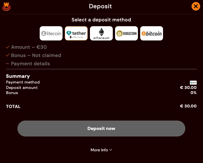 Spins Castle casino deposit