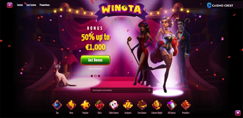 Winota Online Casino Lobby, Winota Online Casino Crest