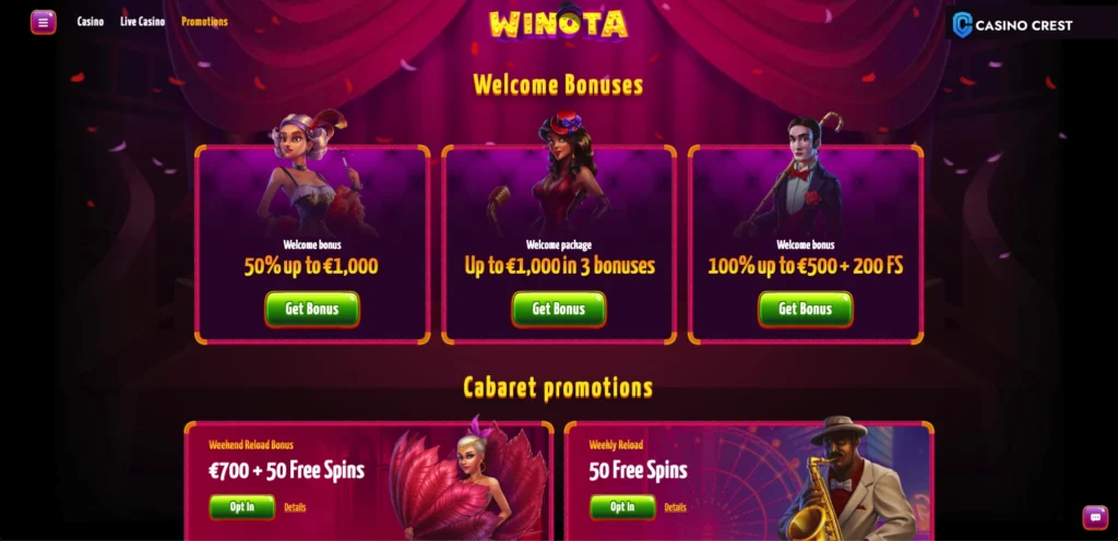 Winota Online Casino Promotions, Winota Online Casino Crest