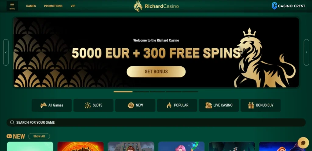 Richard Online Casino Lobby, Richard Online Casino Crest
