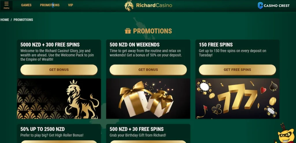Richard Online Casino Promotions, Richard Online Casino Crest