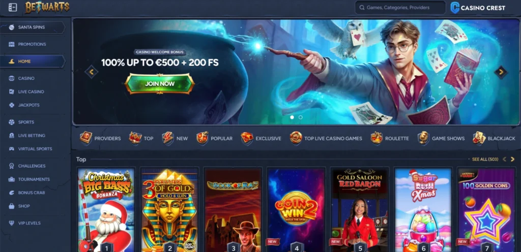 Betwards casino, betwards online casino lobby, betwards casino crest