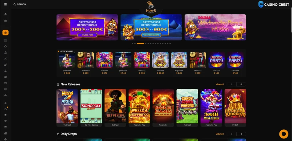 Horus Casino Lobby, Horus Casino Crest