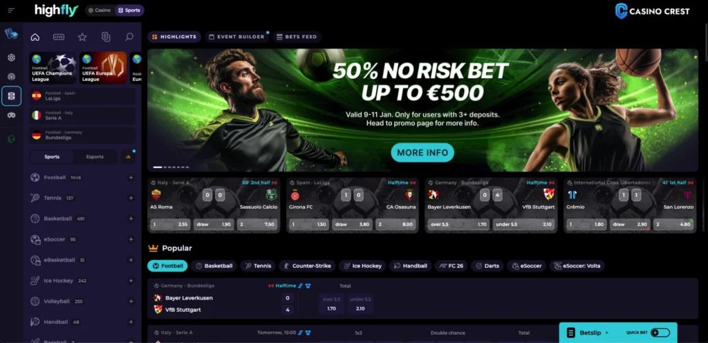 HighFly Bet Online Casino Crest, HighFly Bet Online Promotions