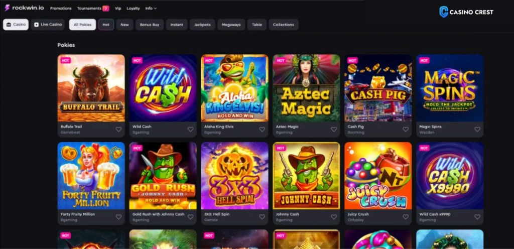 RockWin online casino games, rockwin online casino crest