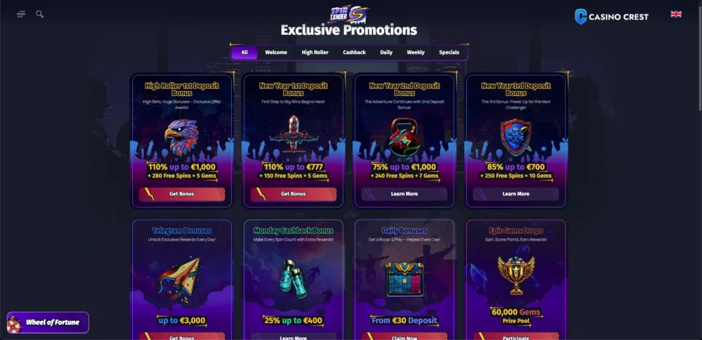 Spinlander online casino crest, Spinlander online casino promotions