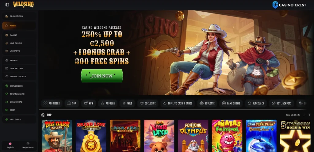 Wildsino casino Online Lobby, Wildsino Online Casino Crest