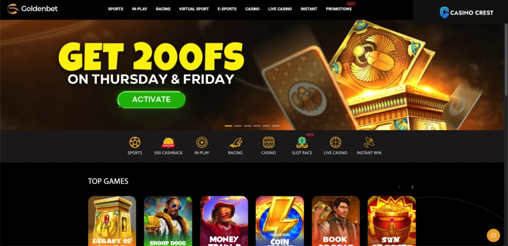 Golden Bet Casino Lobby, Golden Bet Casino Crest