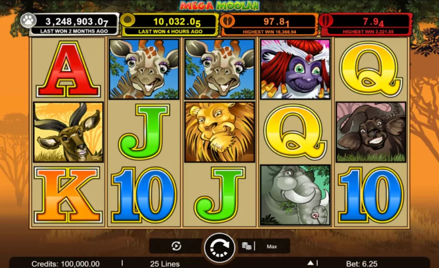 Mega Moolah slot gameplay