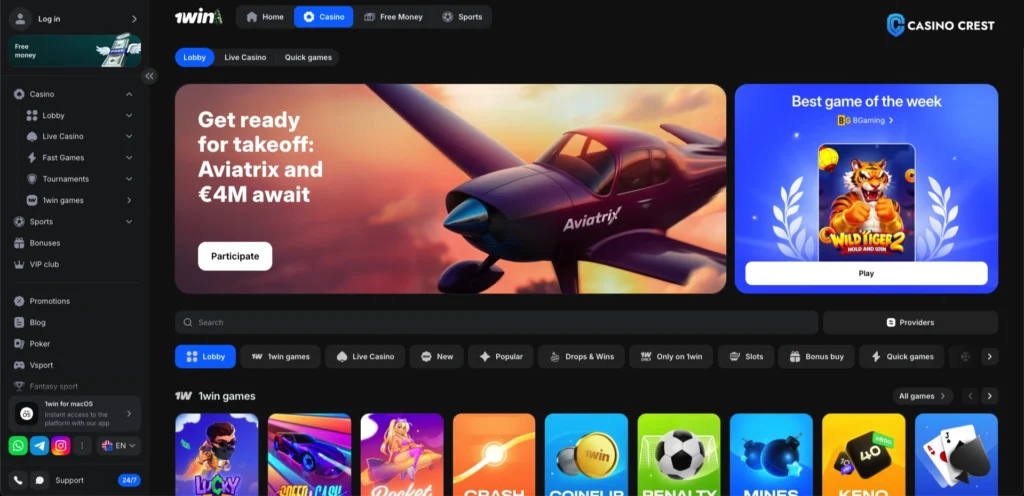 Play Amo Casino Lobby, Play Amo Casino Crest