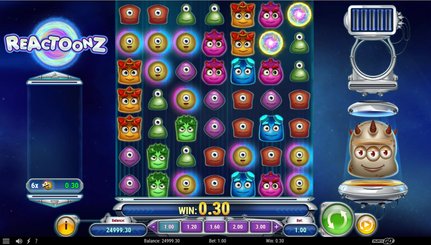 Reactoonz slot gameplay