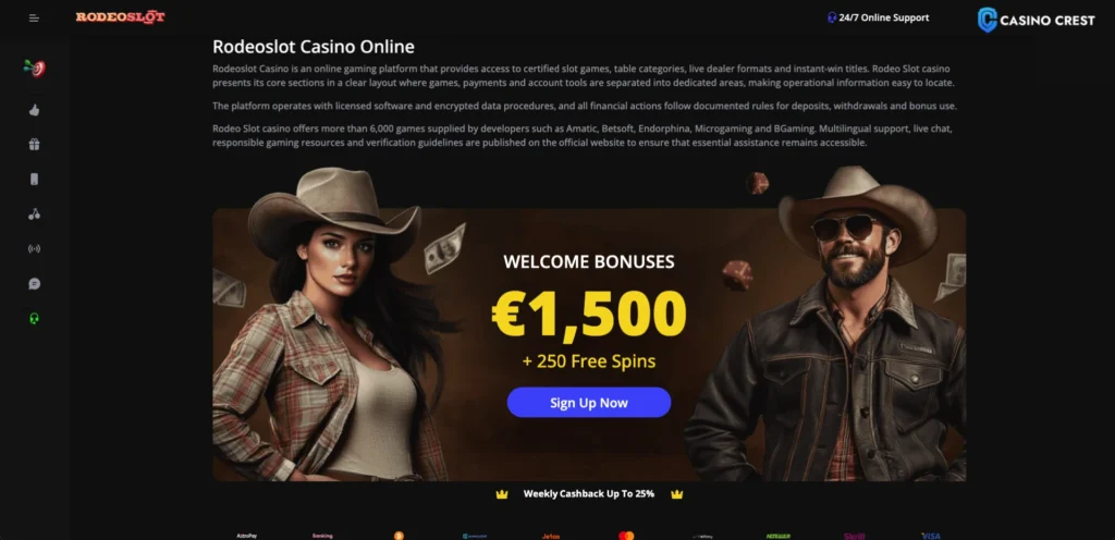 Roden Slot Casino Lobby, Rodeo Slot Casino Crest