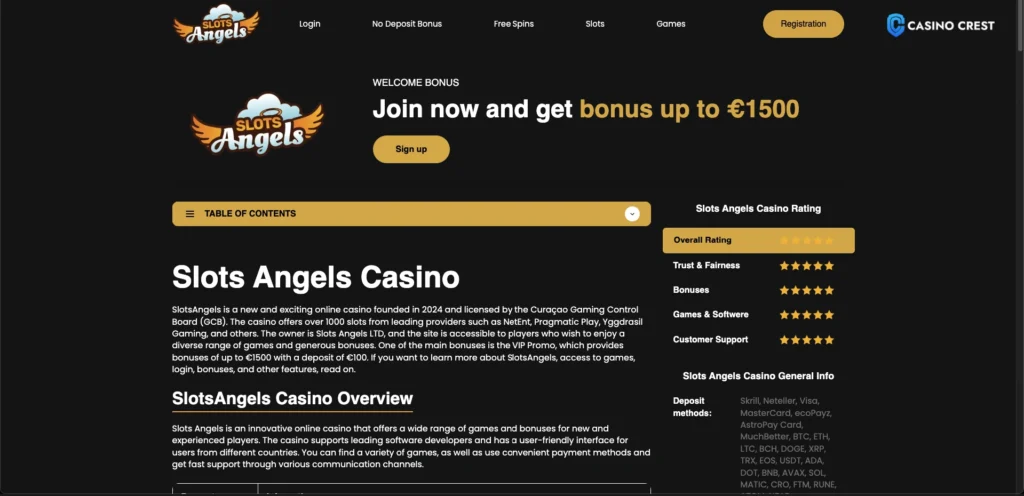 Slots Angels Casino Lobby, Slots Angels Casino Crest