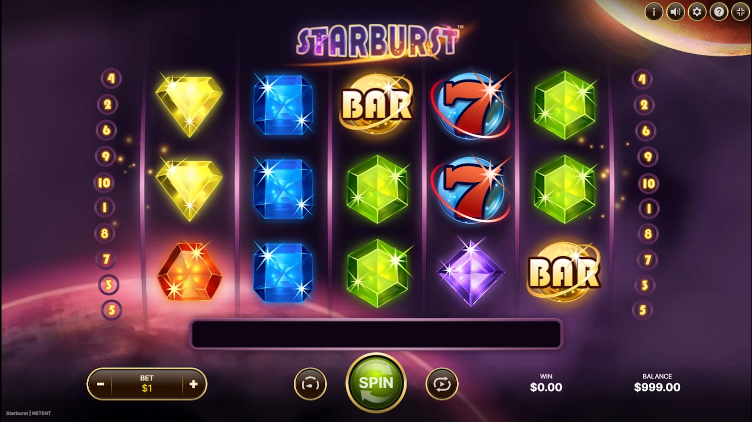 Starburst slot gameplay